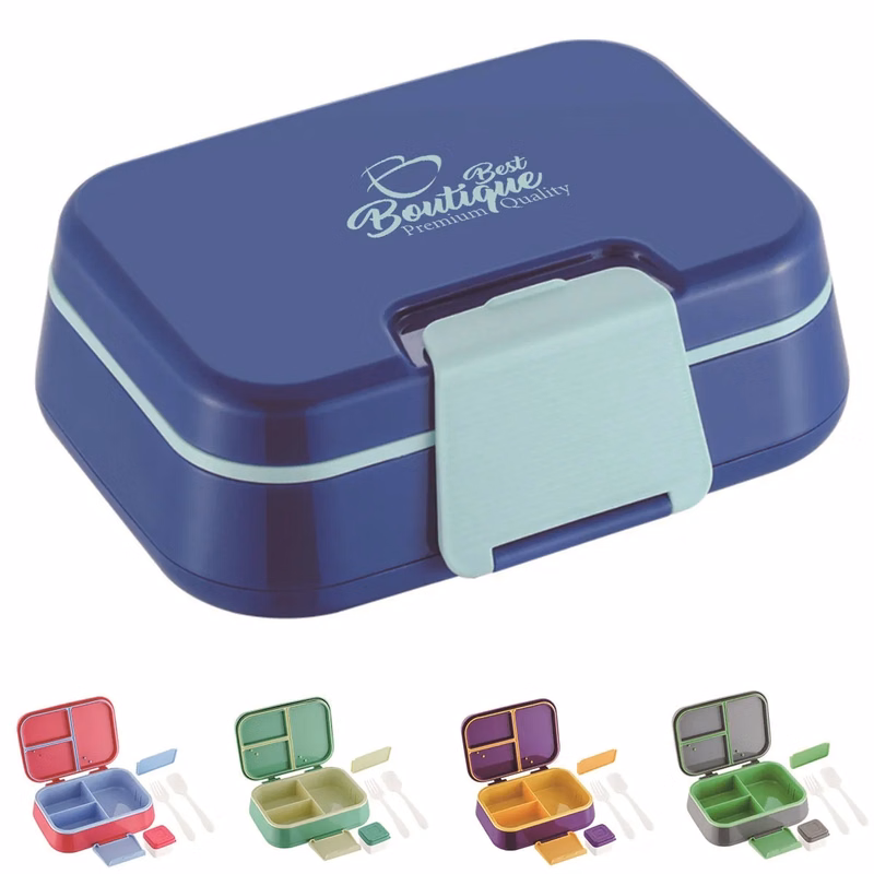 Reusable layered Compartment Food  Lunch Box with cutlery