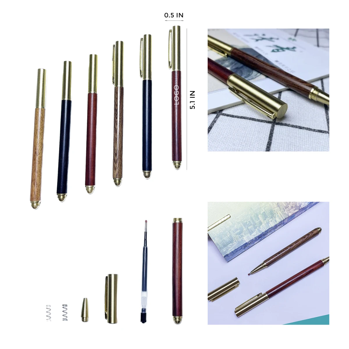 MOQ 10 PCS Brass Pen With Sandalwood Pen Body 1