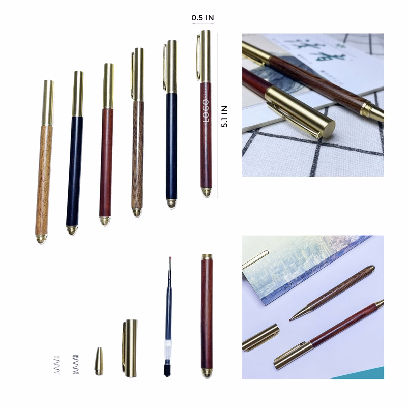 MOQ 10 PCS Brass Pen With Sandalwood Pen Body