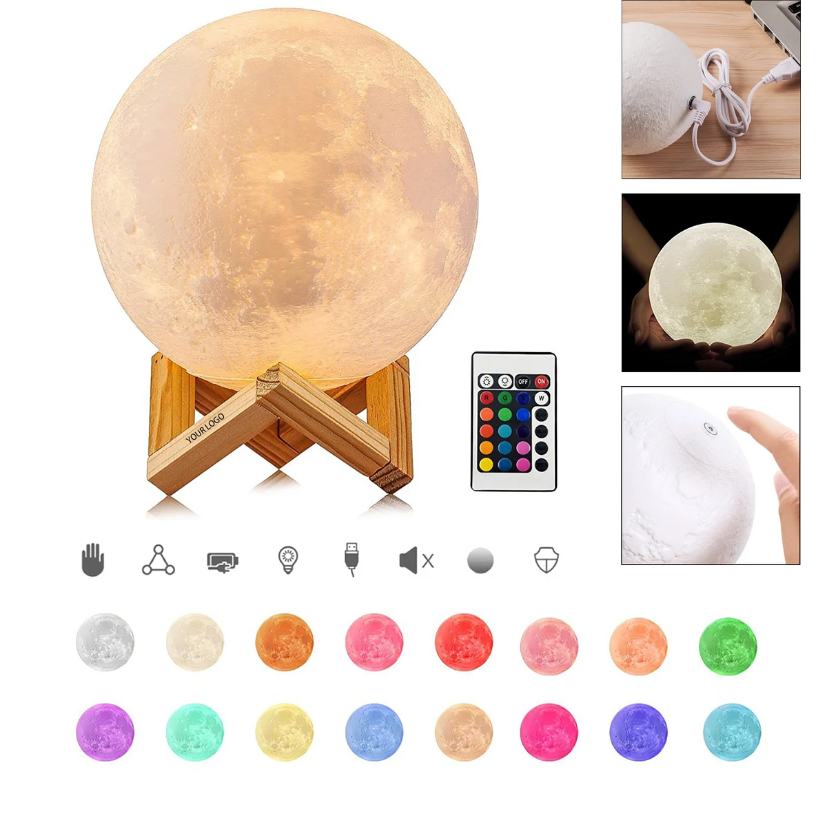 15cm Colorful Remote Control Moon Lamp 1