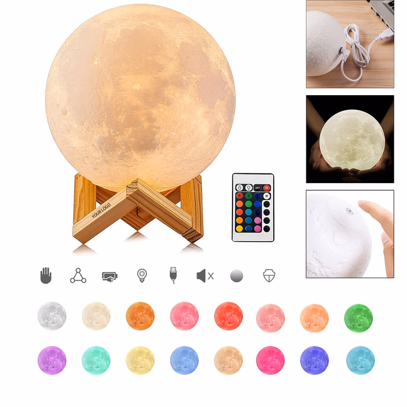 15cm Colorful Remote Control Moon Lamp