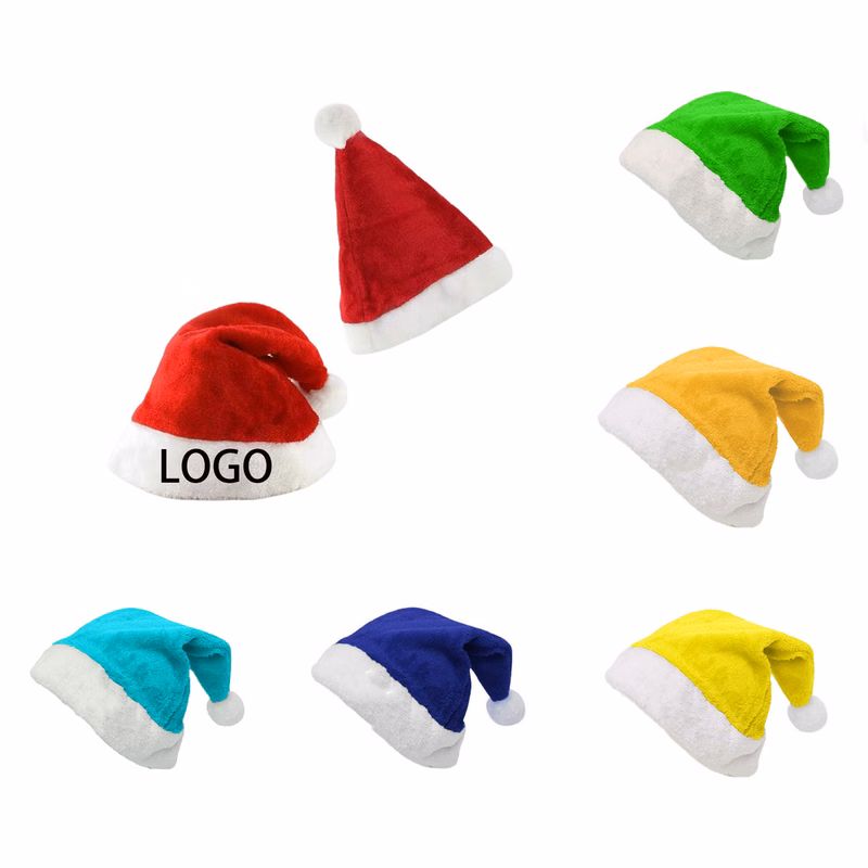 MOQ 100 Unisex Short Plush Christmas Hat