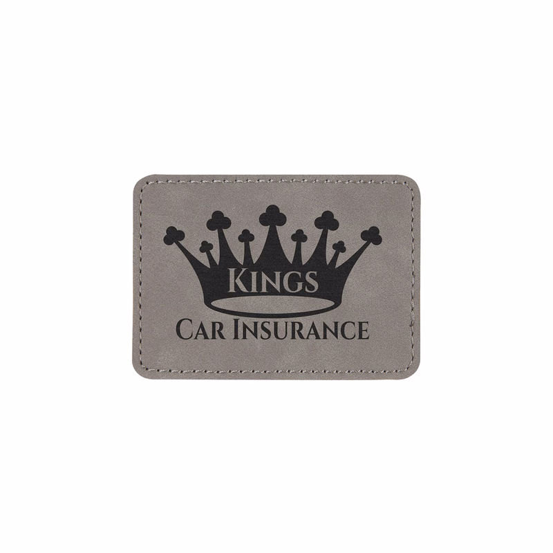 3" x 2" Gray Leatherette Rectangular Patch with Adhesive