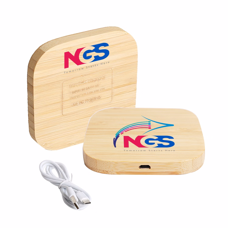 Square Eco-Friendly Bamboo Wireless Charger