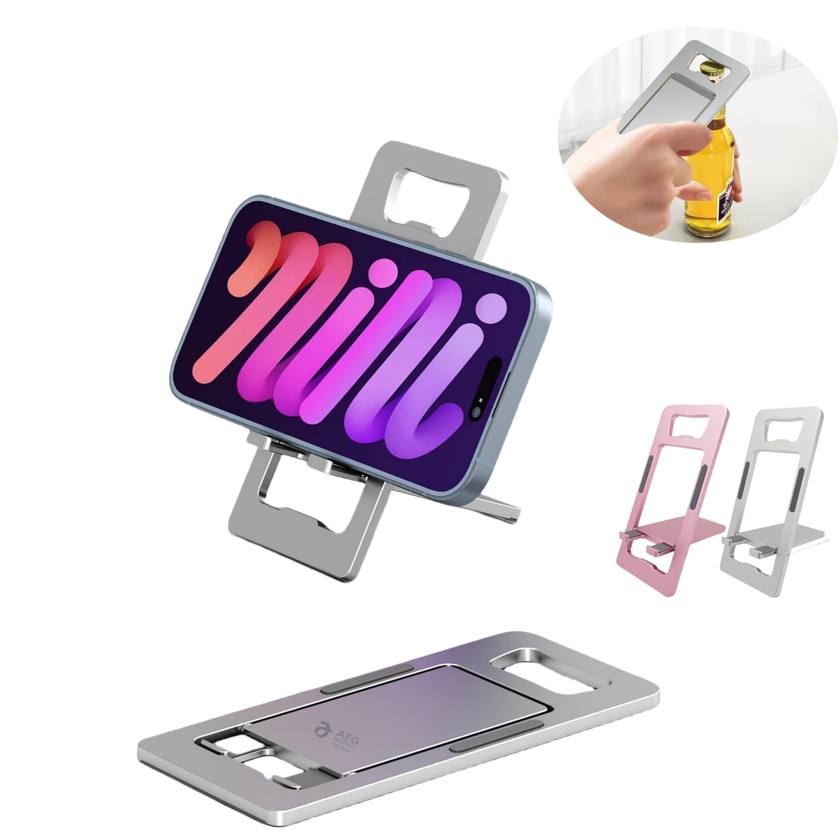 Foldable Aluminum Cell Phone Stand with Bottle Opener 1