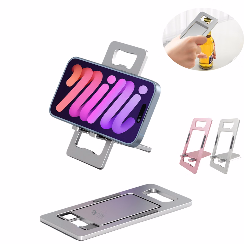 Foldable Aluminum Cell Phone Stand with Bottle Opener