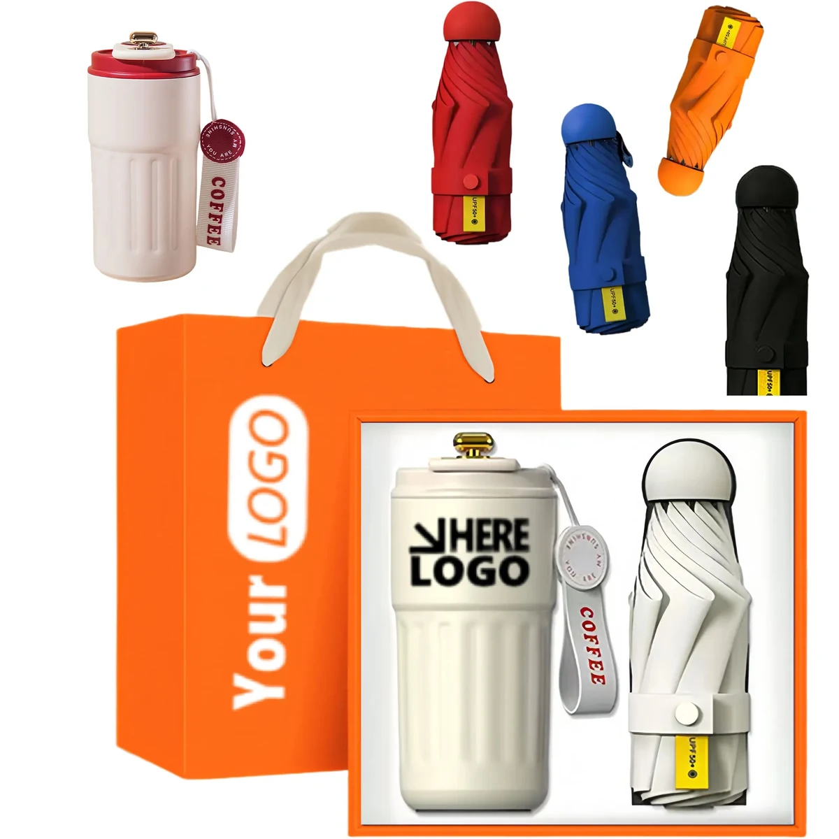 Premium Custom Logo Coffee Cup Umbrella Corporate Gift Set 1