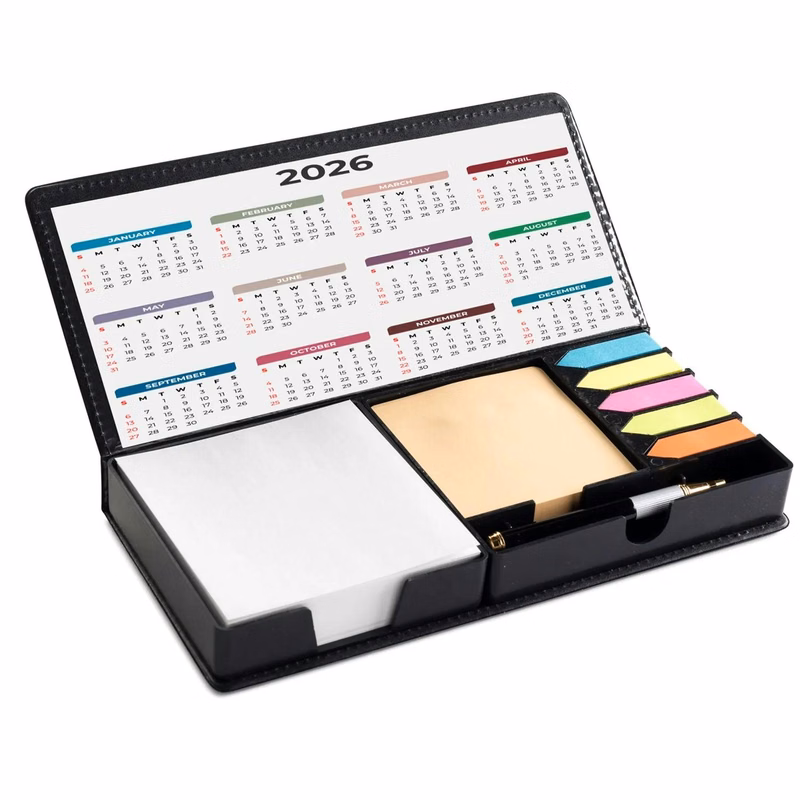 Small Batch -Leatherette Flip-Top Calendar Box with Pen