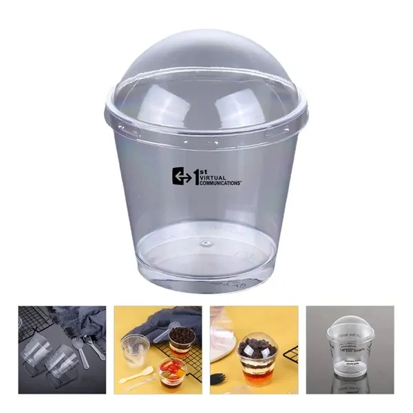 Custom 7 oz Clear Food Grade Plastic Dessert Cup with Lid — Transparent Container 1