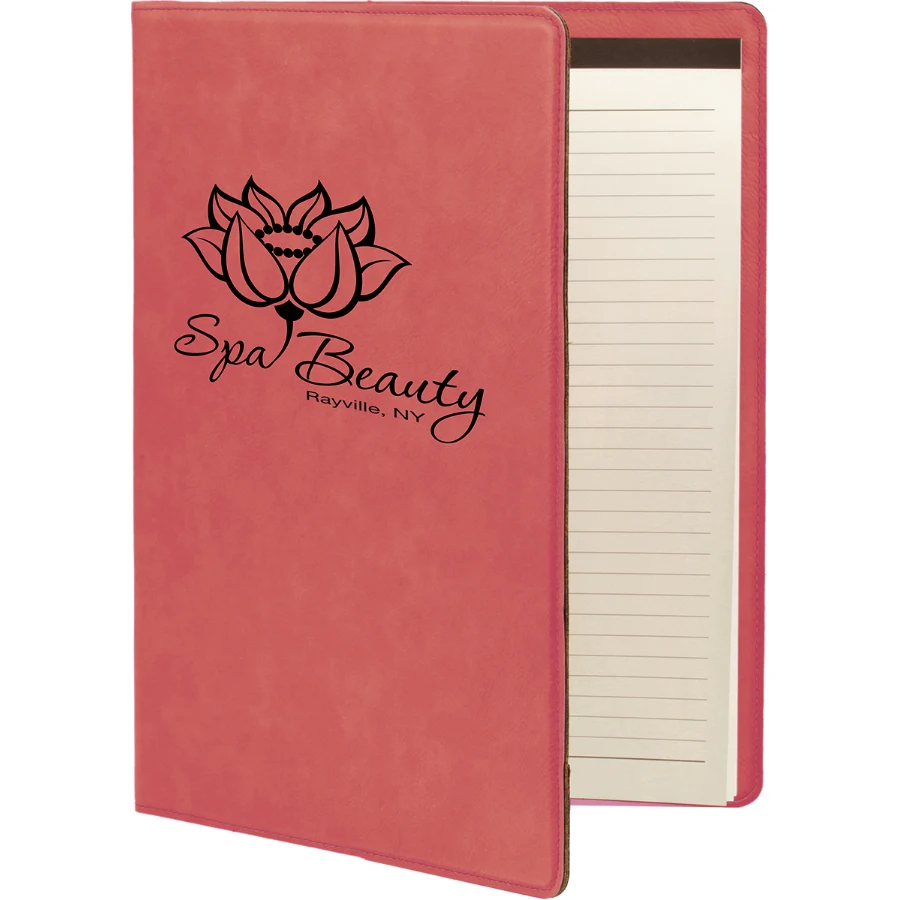 7" x 9" Pink Leatherette Small Portfolio with Notepad 1