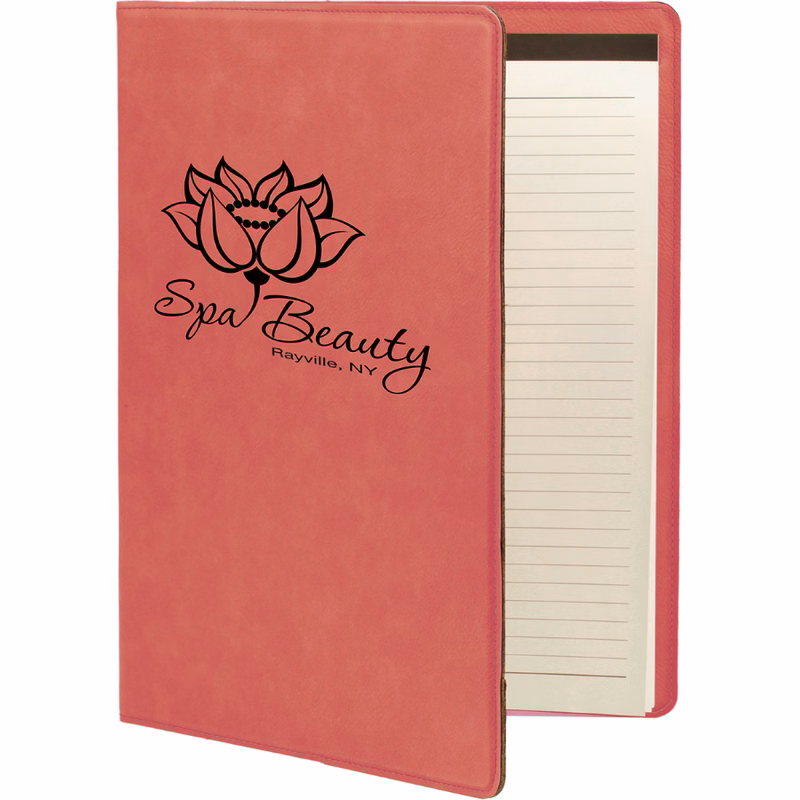 7" x 9" Pink Leatherette Small Portfolio with Notepad