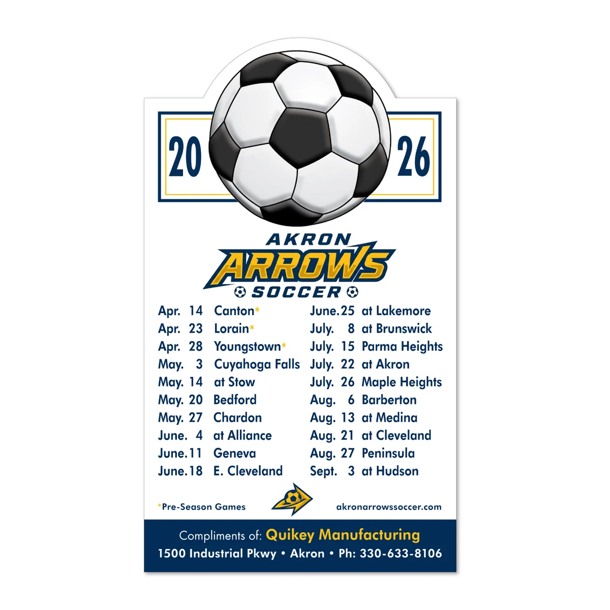 20 Mil Soccer Schedule Magnet - Full Color 1