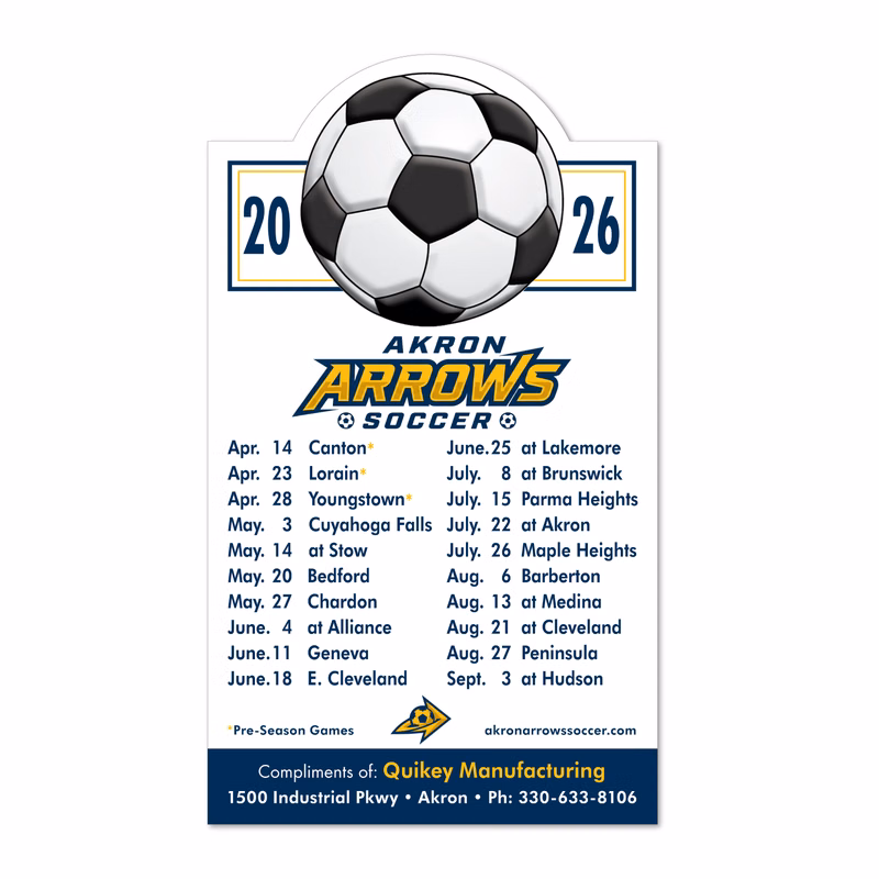 20 Mil Soccer Schedule Magnet - Full Color