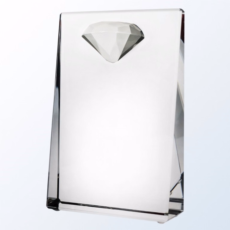 Clear Diamond Wedge Optic Crystal Award - Large