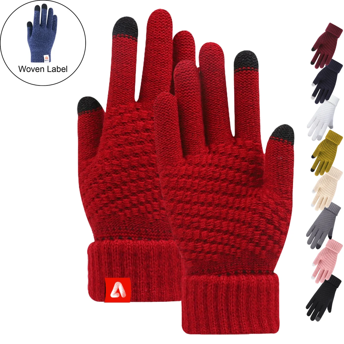 Thick Adult Female Gloves w/ 2 Finger Touch 1