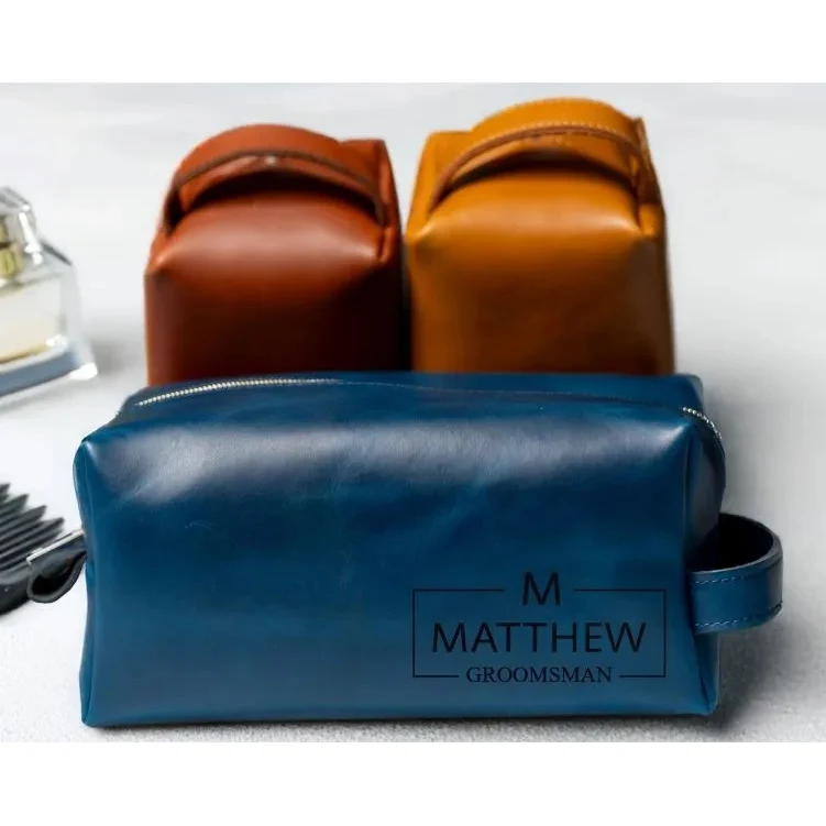 Personalized Leather Toiletry Bag Made in the U.S.A. 1