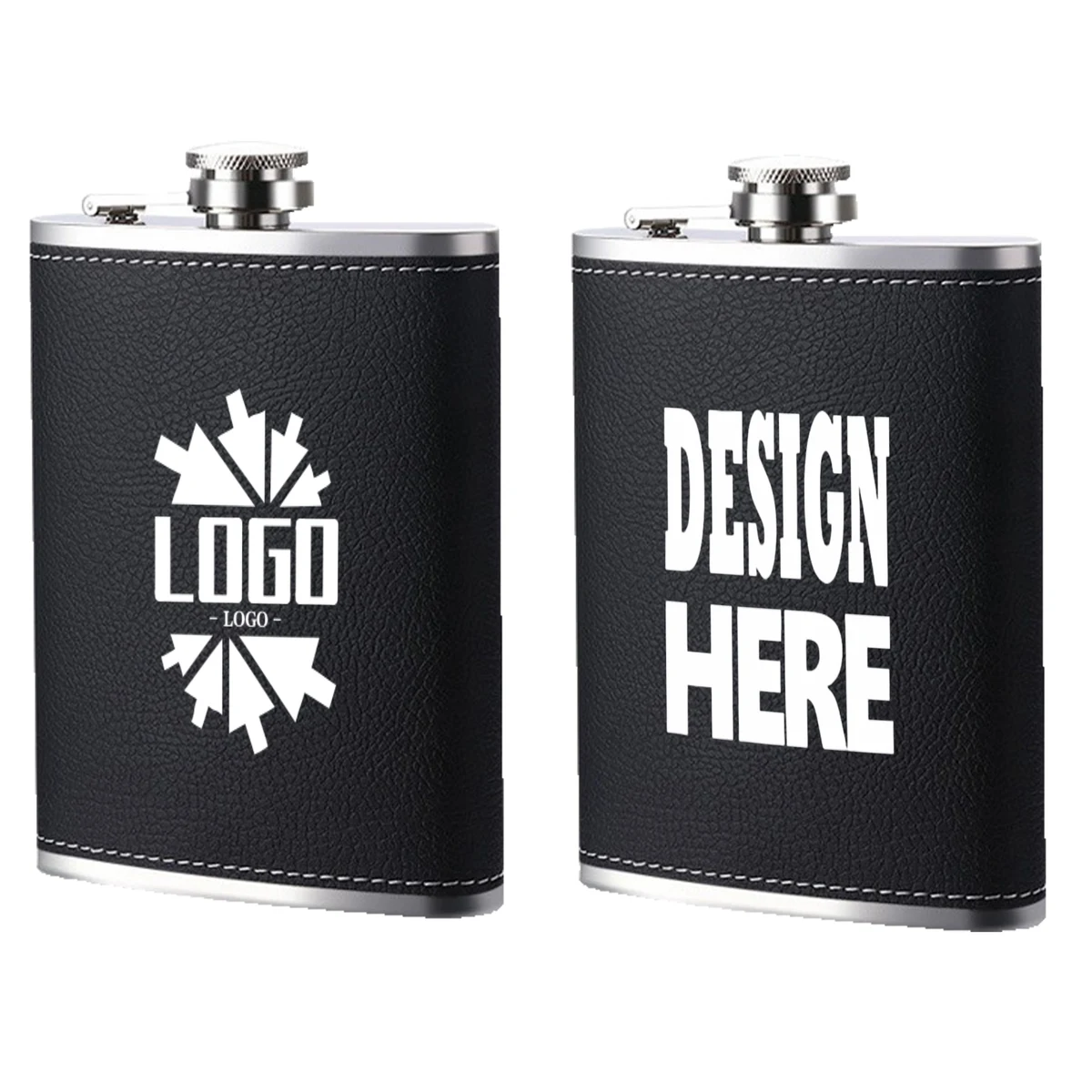 8 Oz. Stainless Steel Hip Flask with PU Leather Cover 1