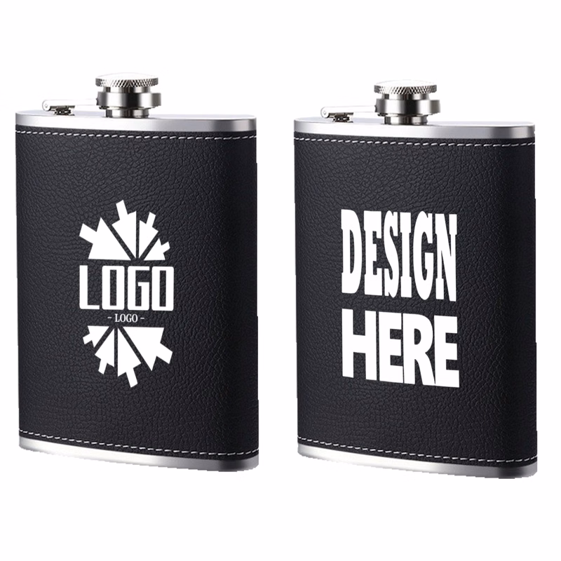 8 Oz. Stainless Steel Hip Flask with PU Leather Cover