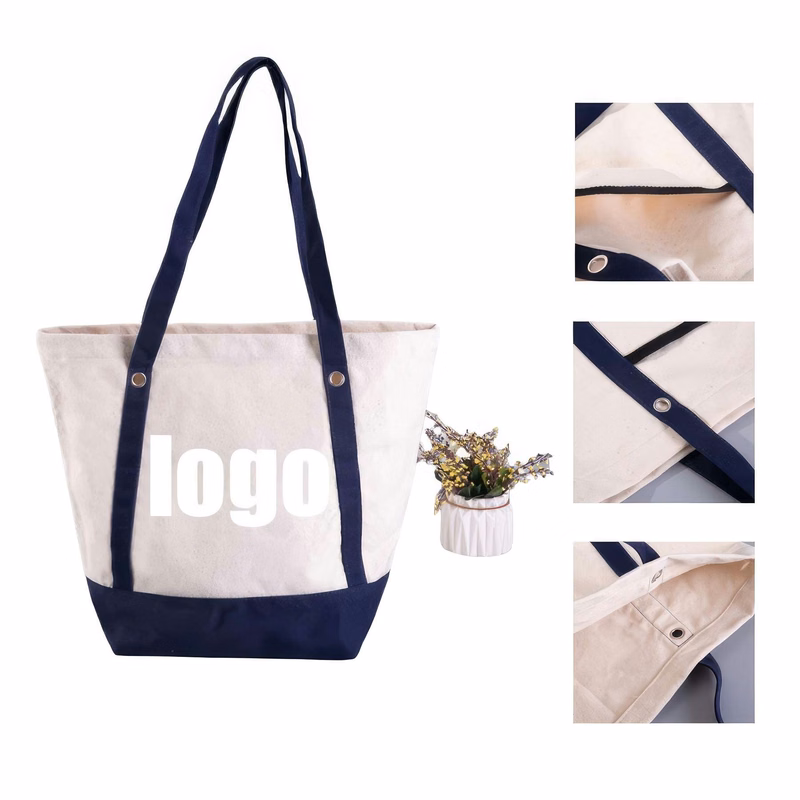 Cotton Zipper Portable Canvas Shopping Bag