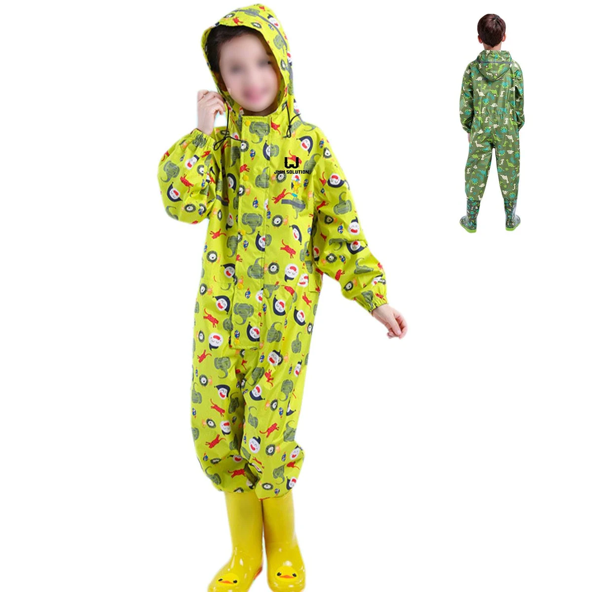 Kids Waterproof Polyester One-piece Rain Suit 1