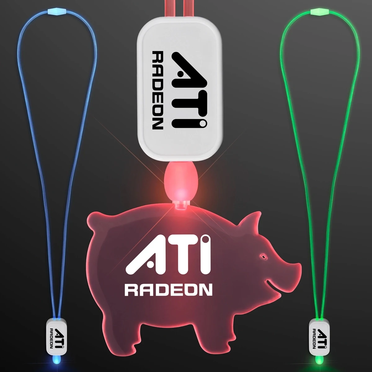 LED Neon Lanyard with Acrylic Pig Pendant 1