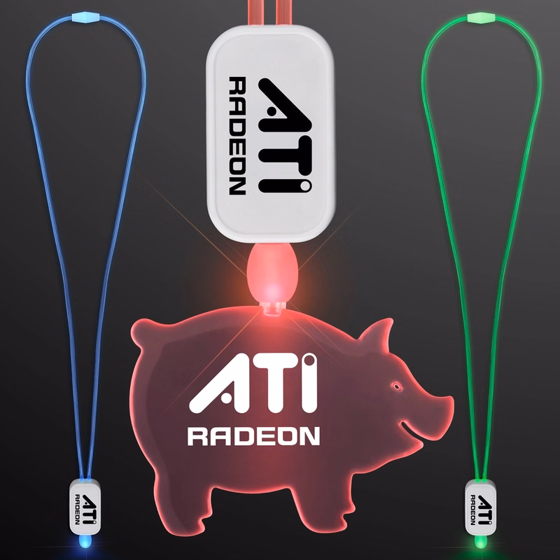 LED Neon Lanyard with Acrylic Pig Pendant