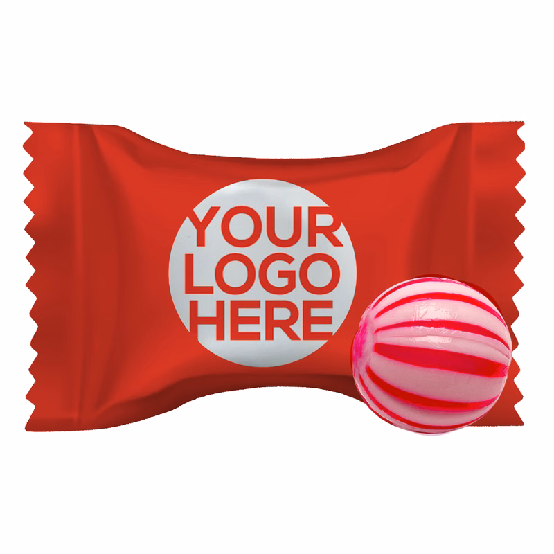 Hard Cinnamon Ball Candy - Custom Wrapper
