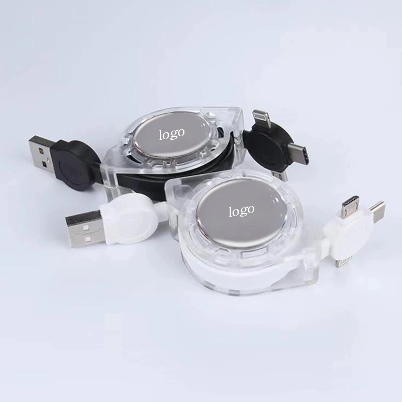3 in 1 Transparent and Data Connection Charging Retractable Cable 1