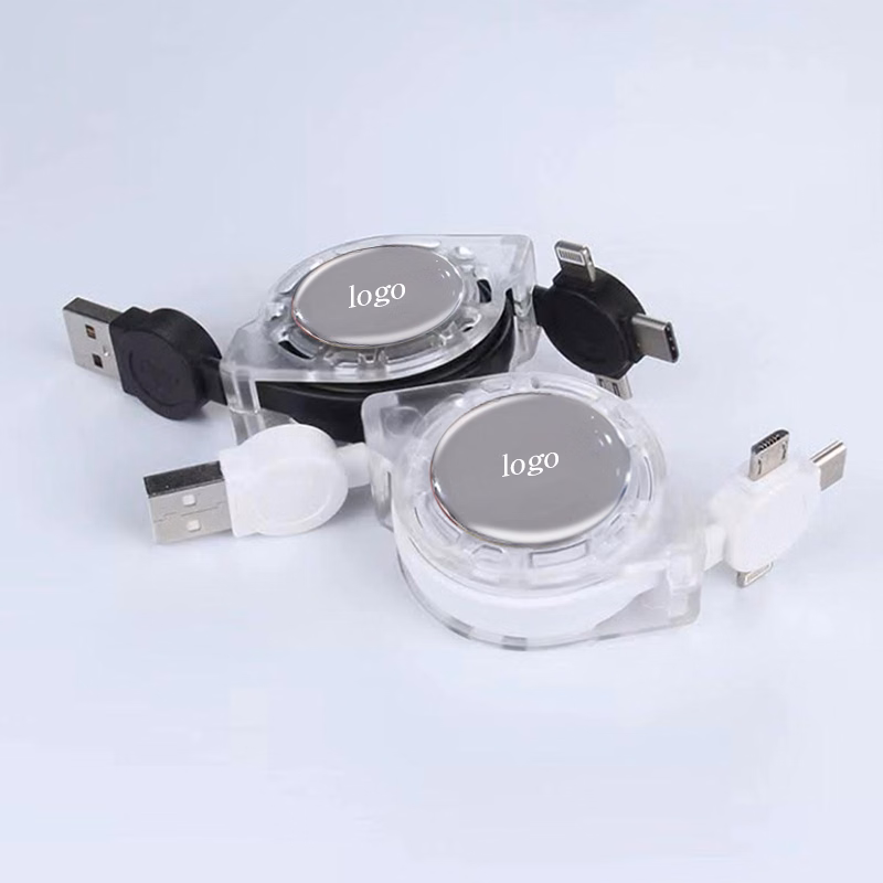 3 in 1 Transparent and Data Connection Charging Retractable Cable