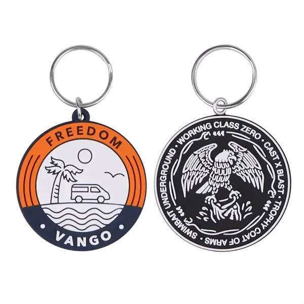 Custom 2 Inch Soft PVC Full Color Keychain — Metal Split Ring Giveaway