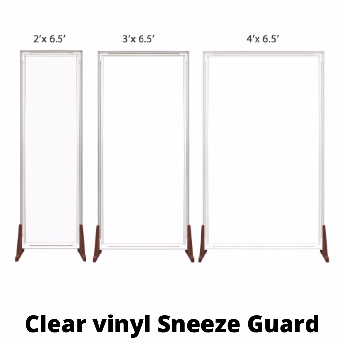 Floor Standing Sneeze Guard - SEG Clear Vinyl - 2ft x 6.5ft