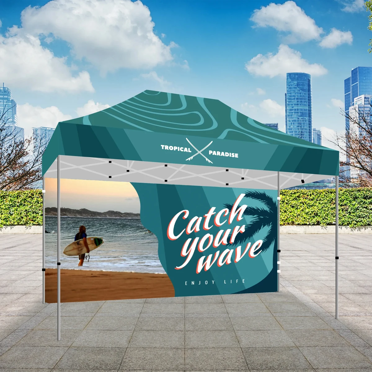 10x15 Premium Tent w/ Full Color Canopy and Back Wall 1