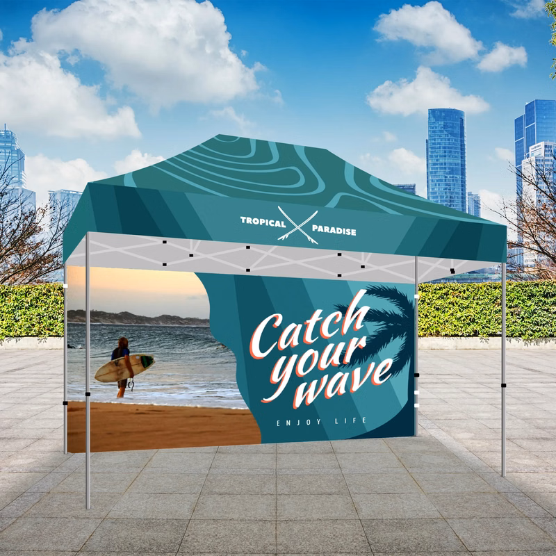 10x15 Premium Tent w/ Full Color Canopy and Back Wall