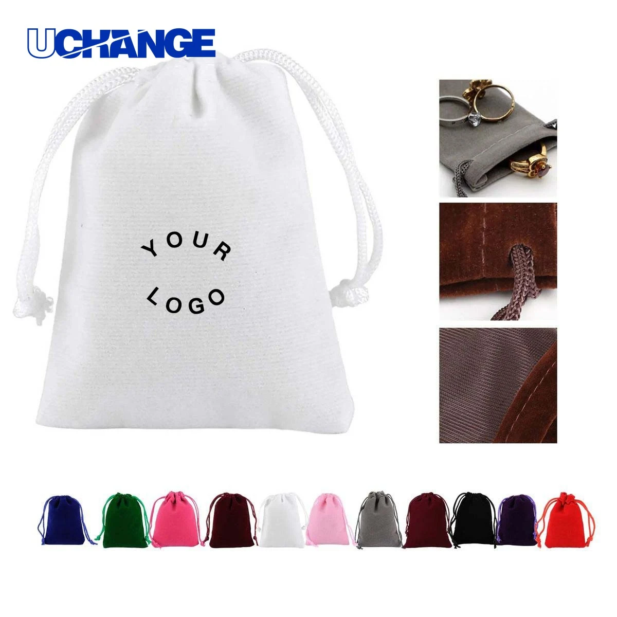 Flocking Jewelry Pouch Case with Drawstring Closure 1