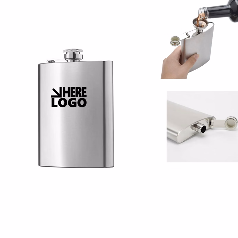 8oz Silver Stainless Steel Flask