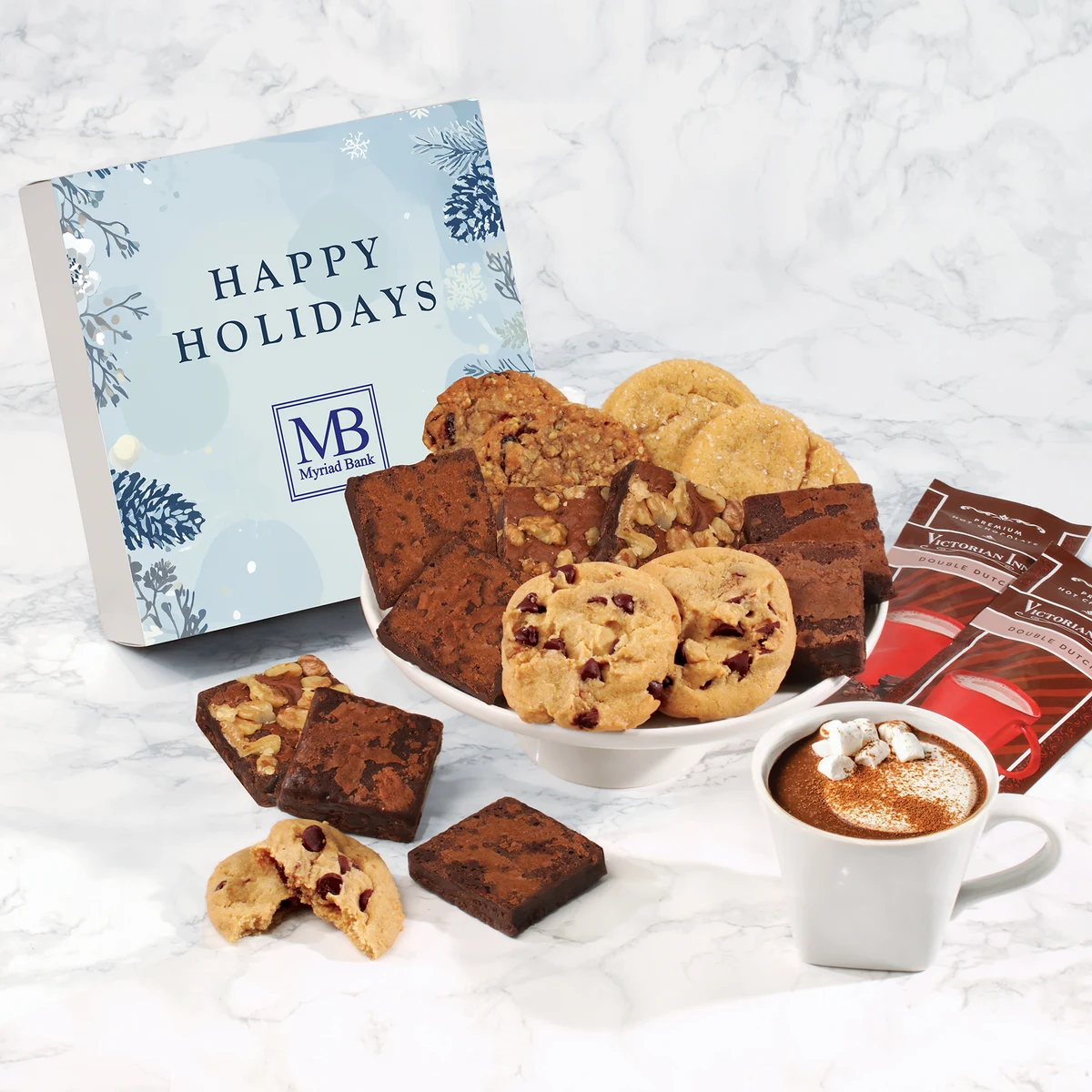 Gourmet Cookie & Brownie Gift Box with Happy Holidays Sleeve 1