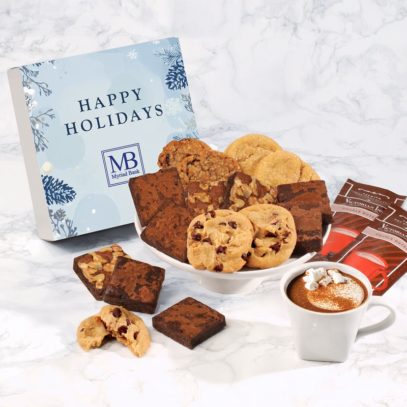 Gourmet Cookie & Brownie Gift Box with Happy Holidays Sleeve