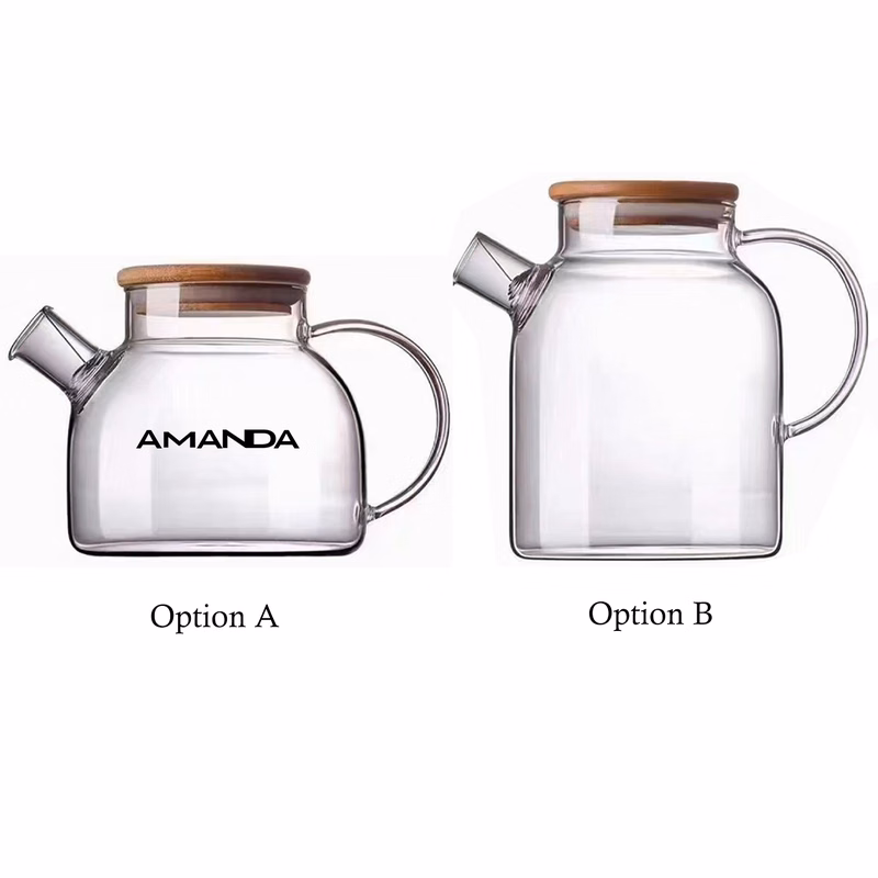Stovetop Safe Glass Teapot Kettle w/ Bamboo Lid