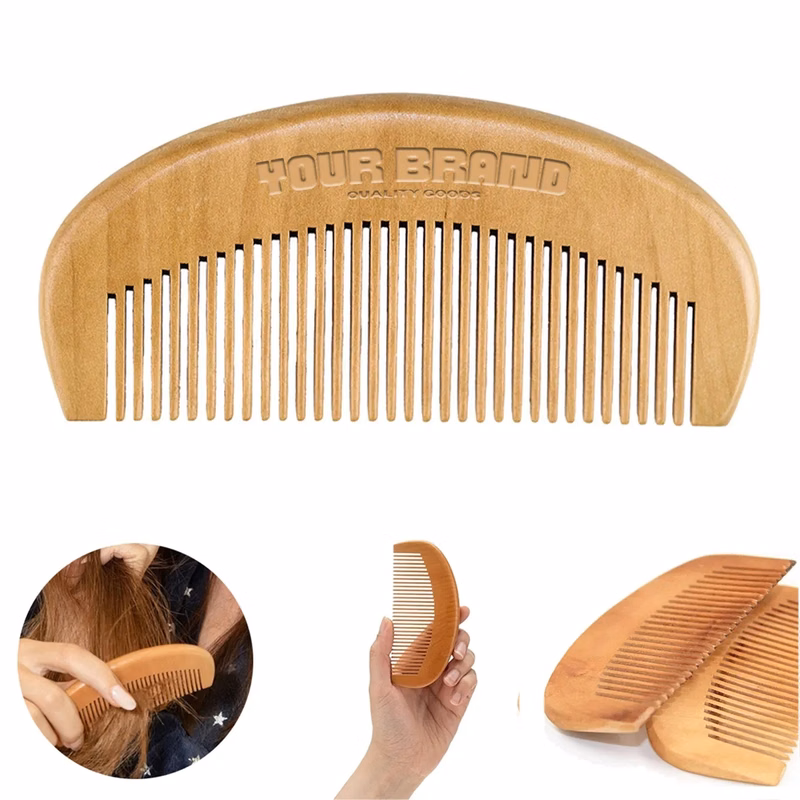 Detangling Styling Portable Fine Tooth Natural Wood Comb