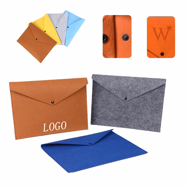 Portable Solid-Color A4 Felt File Bag