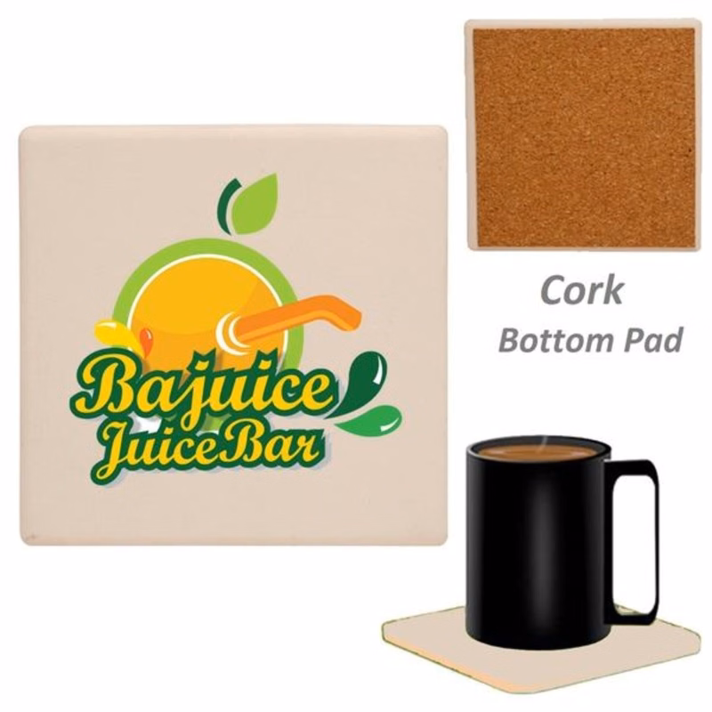 4" Square Ceramic Coaster w/ Custom Imprint