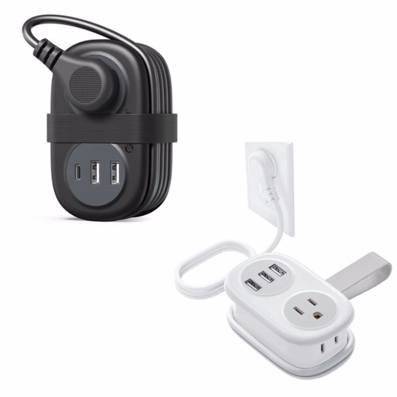 USB Portable and Stowable Travel Power Strip