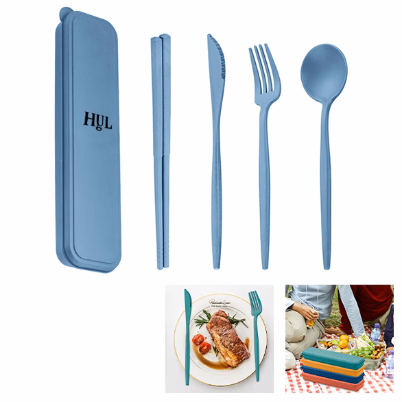 5PCS Eco Friendly Wheat Straw Cutlery Set