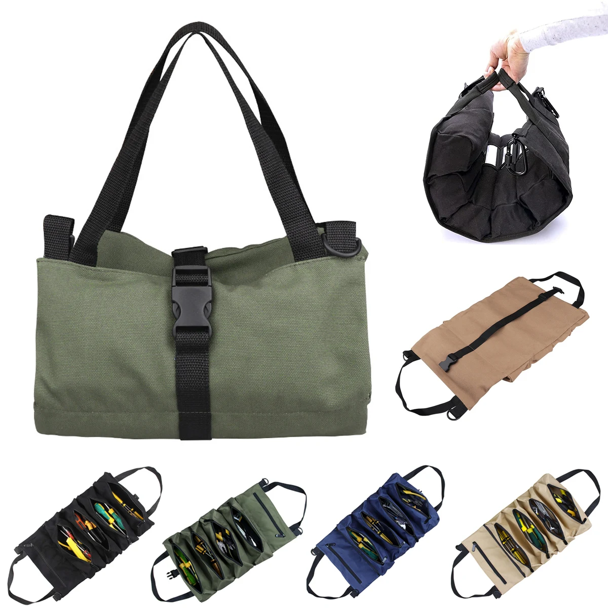 16OZ Canvas Tool Roll Organizer Up Pouch 1