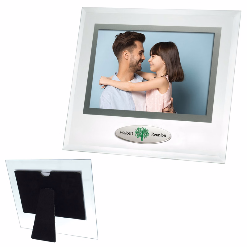 6 x 4 Beveled Glass Frame w/Metal Accent