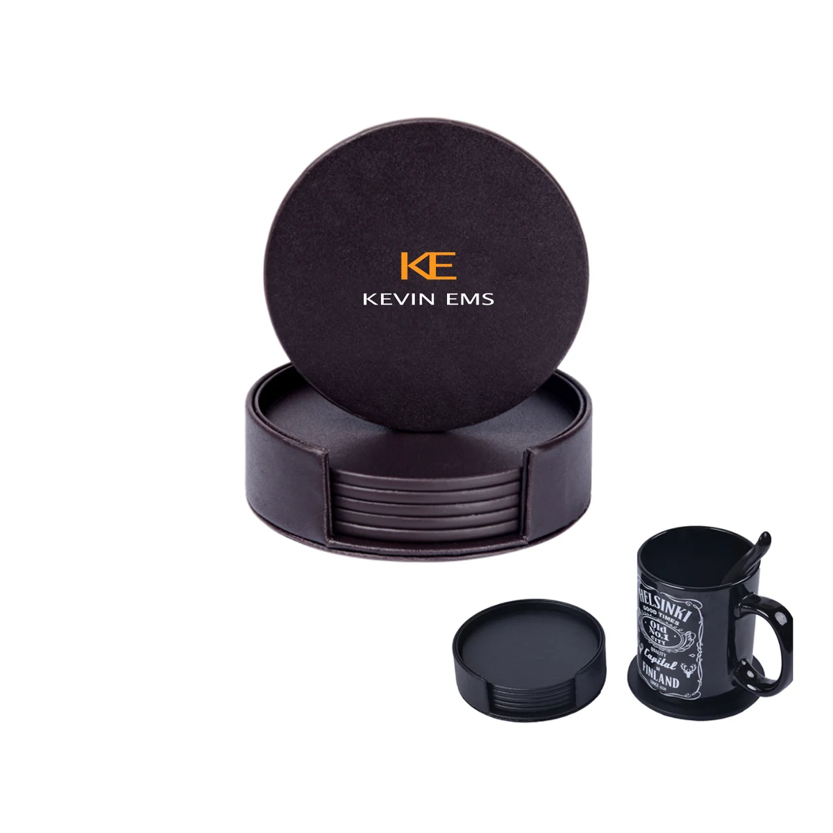 Creative PU Leather Insulation Coaster 1
