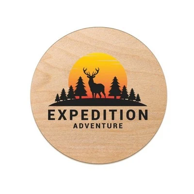 USA Made RusticRest Laser Engraved 1/4" Wood Coasters with Cork Backing (3.5") Round 1