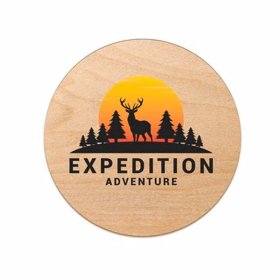 USA Made RusticRest Laser Engraved 1/4" Wood Coasters with Cork Backing (3.5") Round