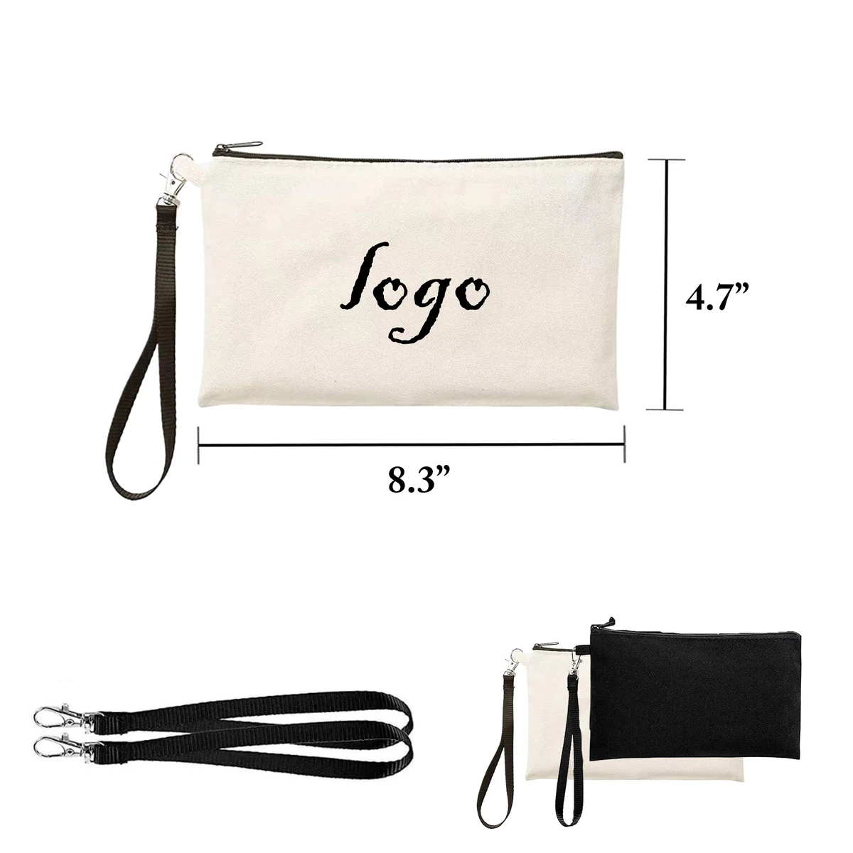 MOQ50 Canvas Zipper Pencil Case With Hook 1