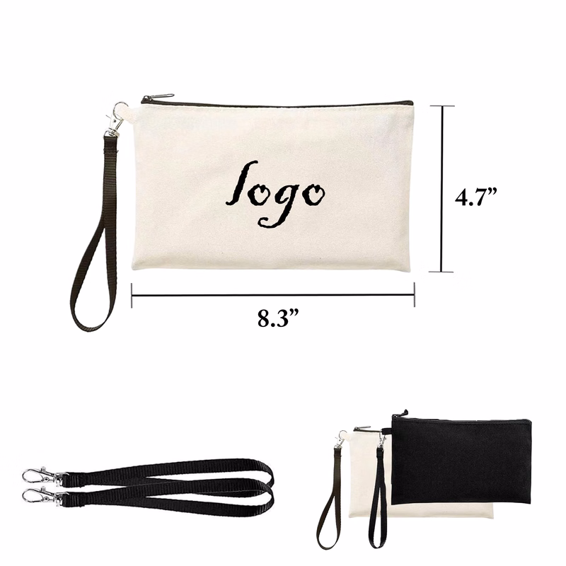 MOQ50 Canvas Zipper Pencil Case With Hook